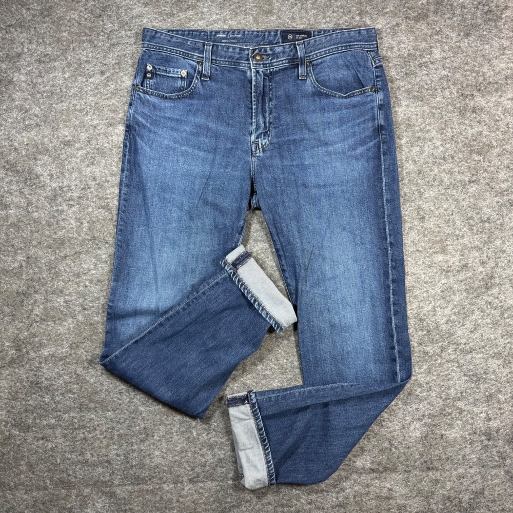 AG Everett Slim Straight Japanese Selvedge Jeans Mens 33x32 (Fits 35x32)